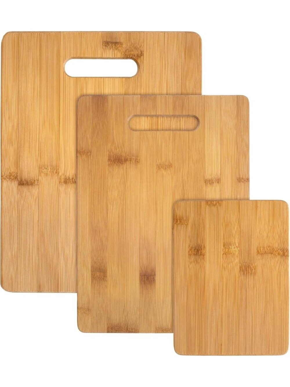 Reversible Bamboo Cutting Board Set - 3 Versatile Kitchen Boards for Prep